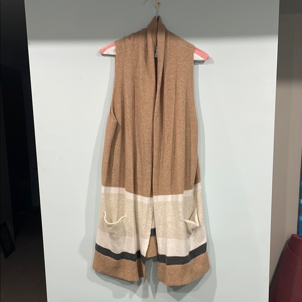 Loft Colorblock Sleeveless Cardigan Sweater